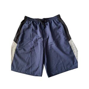 Game Time Mens Navy/Black/Gray Swim Trunks With Drawstring Waist L